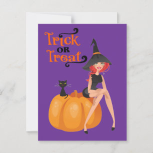 Cartão Postal Costume de Halloween Fantasioso Feiticeira Fofa Ro