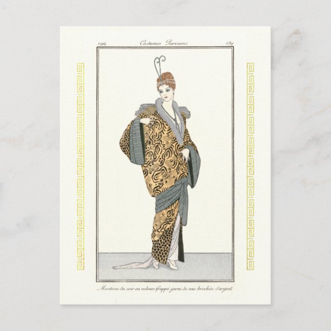 Cartão Postal Costumes Parisiens - Manteau du soir Postcard (Frente)
