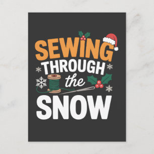 Cartão Postal Costurando Através da Neve Camisa de Natal Engraça