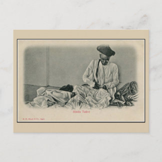 Cartão Postal Costureiro hindu da Índia vintage dos anos 1900