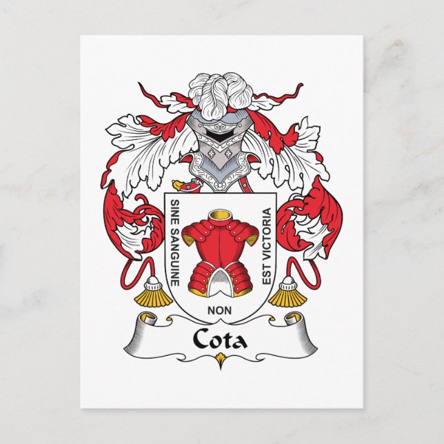 Cartão Postal Cota Family Crest (Frente)