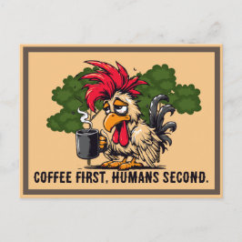 Cartão Postal Cota personalizada - Galo - Café primeiro, secura 
