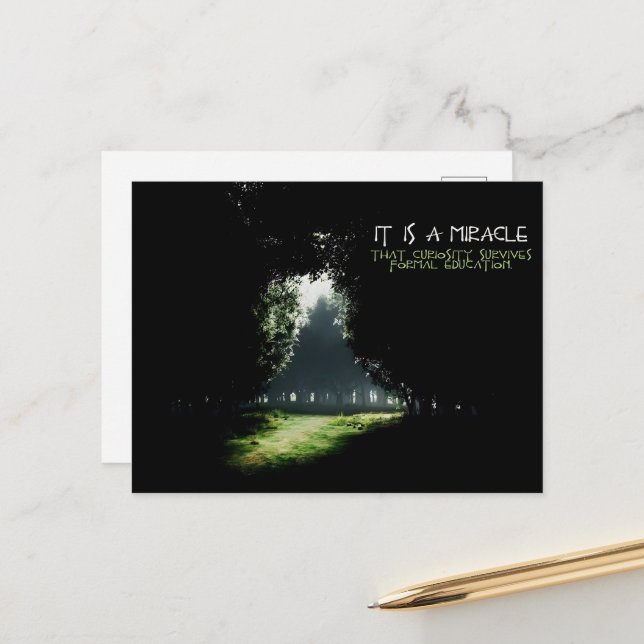 Cartão Postal Cotação Inspiracional "Curiosity" (Frente/Verso In Situ)