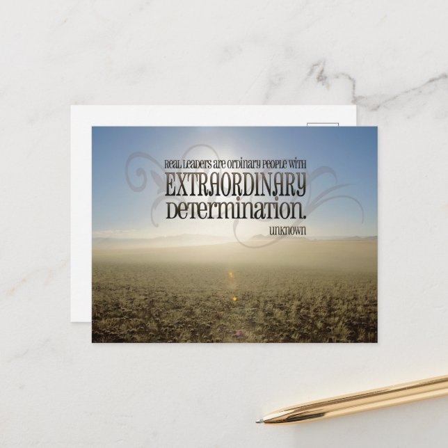 Cartão Postal Cotação Inspiracional "Líderes Reais" (Frente/Verso In Situ)