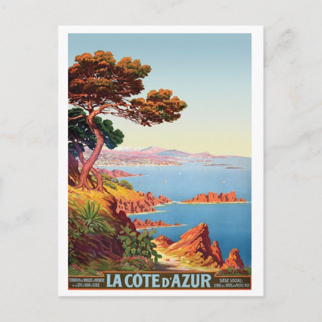 Cartão Postal Cote d' Azur, vista na Costa Francesa (Frente)