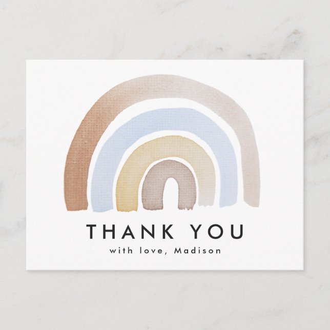 Cartão Postal Cotovelo Azul e Castanho Arco-Íris Obrigado (Frente)