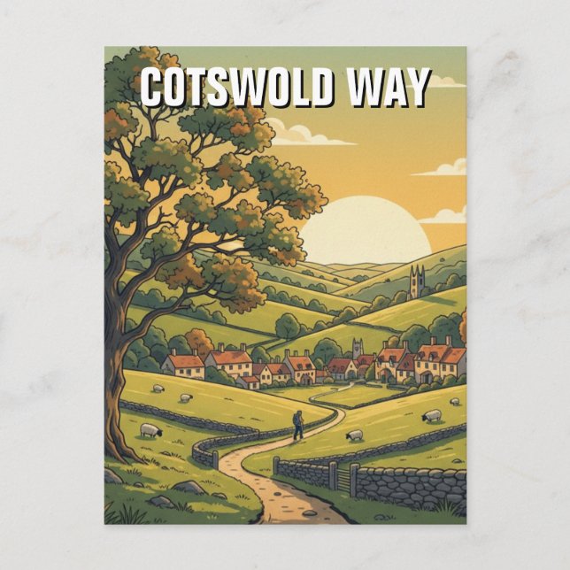 Cartão Postal Cotswold Way England Viagem (Frente)