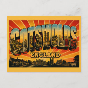 Cartão Postal Cotswolds Inglaterra Vilas Idílicas Arte Vintage