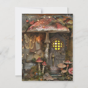 Cartão Postal Cottagecore Fairy Moth Bem-vindo