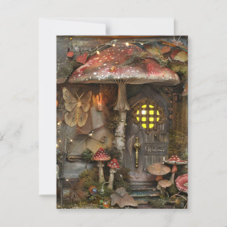 Cartão Postal Cottagecore Fairy Moth Bem-vindo