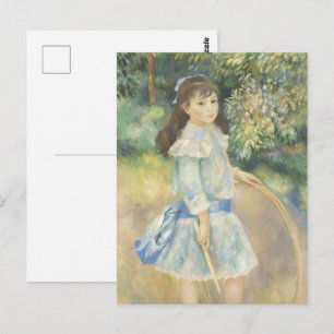 Cartão Postal Cottagecore Garota Renoir Jardim Pintura Vintage