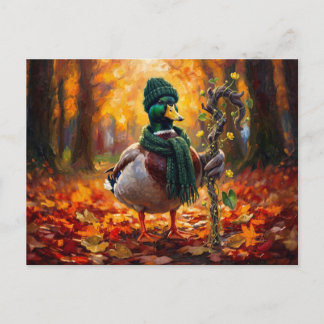 Cartão Postal Cottagecore Paisagem de Arte de Pato de Outono