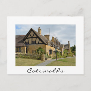 Cartão Postal Cottages em Broadway, Cotswolds White Card