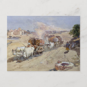 Cartão Postal Cotton Transport, Índia, 1862 (c/c sobre lápis hei