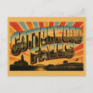 Cartão Postal Cottonwood Falls Kansas Courthouse Prairie River