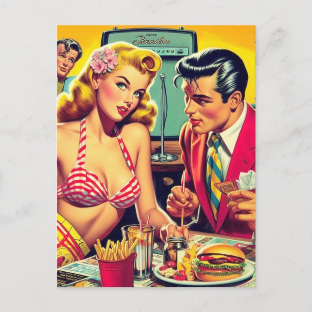 Cartão Postal Coulpe retrô de 1950 (Frente)