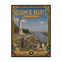 Council Bluffs Iowa Arte Deco Vintage Era de Ouro