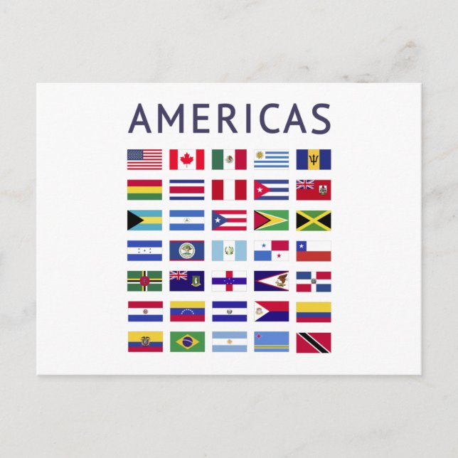Cartão Postal Country Flags Americas National Flags America (Frente)