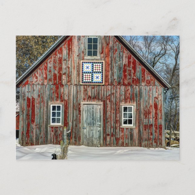 Cartão Postal Country Quilt Old Barn (Frente)