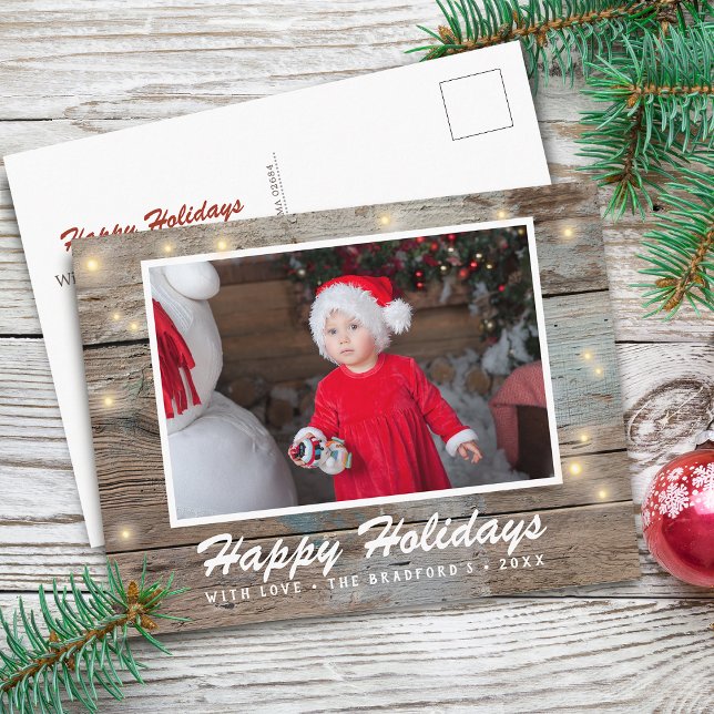 Cartão Postal Country Rustic Wood Lights Photo (Country Rustic Wood Lights Photo Postcard)