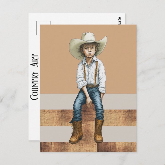 Cartão Postal Country Western Ranch Young Cowgirl No Estilo De P (Frente/Verso)