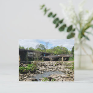 Cartão Postal County Bridge e o Rio Calder, Sowerby Bridge