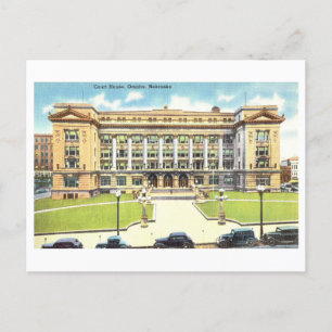 Cartão Postal Court House em Omaha, Nebraska, Viagens vintage