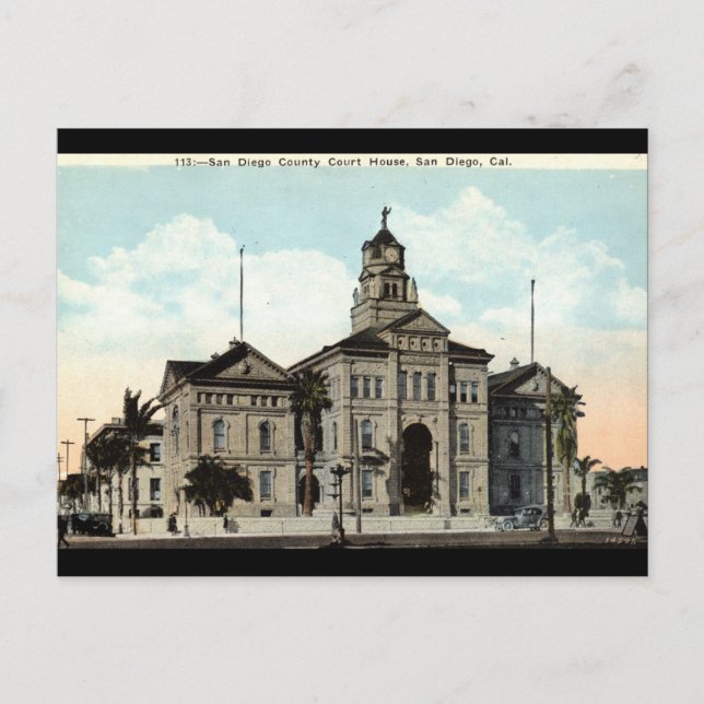 Cartão Postal Court House San Diego California 1921 (Frente)