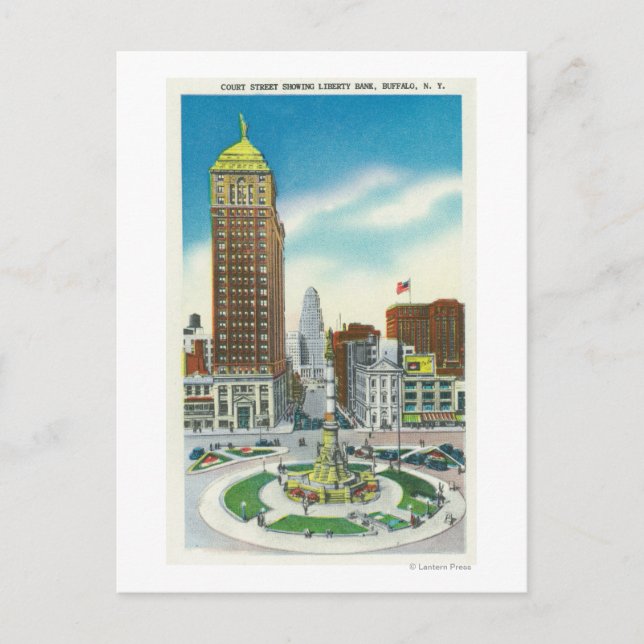 Cartão Postal Court Street View of Liberty Bank Bldg (Frente)