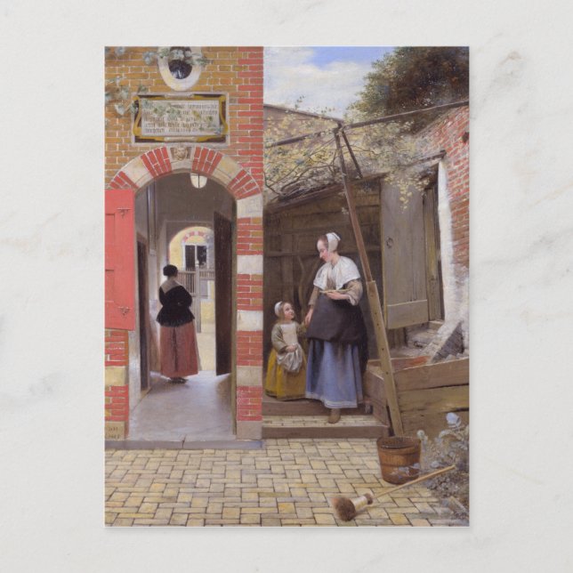 Cartão Postal Courtyard de uma casa em Delft por Pieter de Hooch (Frente)