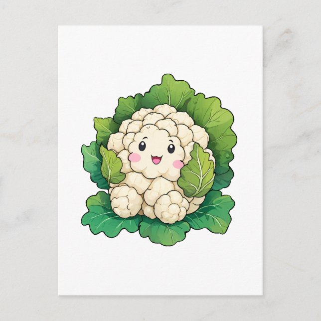 Cartão Postal Couve-flor Kawaii (Frente)