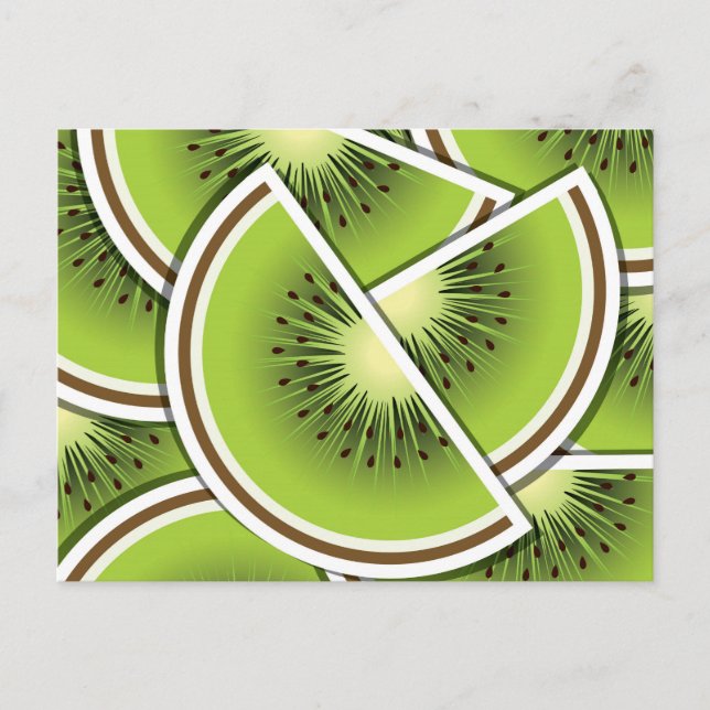 Cartão Postal Couves de fruta de kiwi funky (Frente)