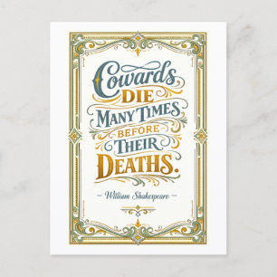 Cartão Postal "Covardes Morrem Muitas Vezes" Shakespeare