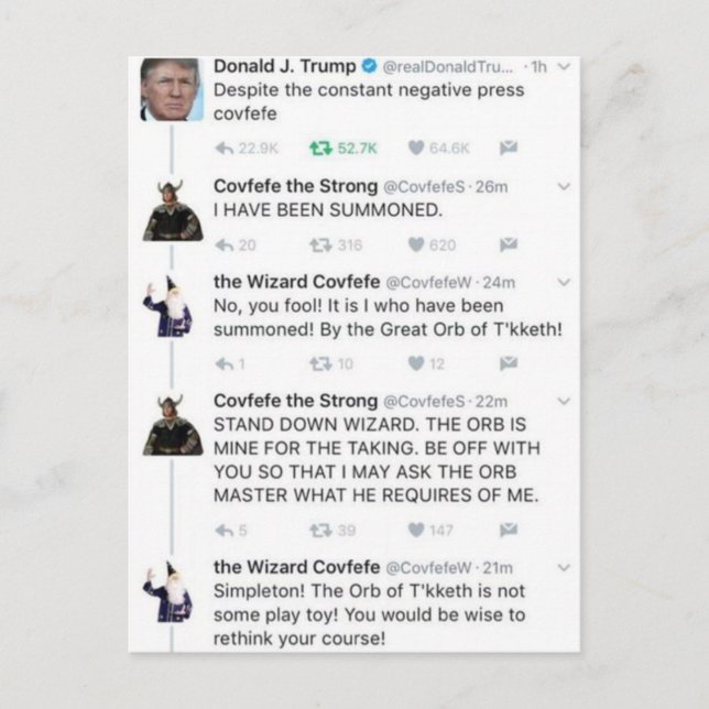 Cartão Postal Covfefe (Frente)