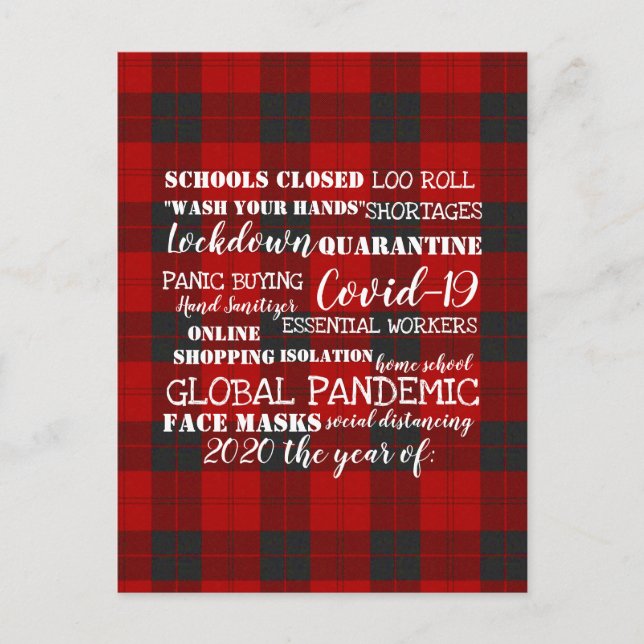 Cartão Postal covid-19 2020 Ano das máscaras de bloqueio (Frente)