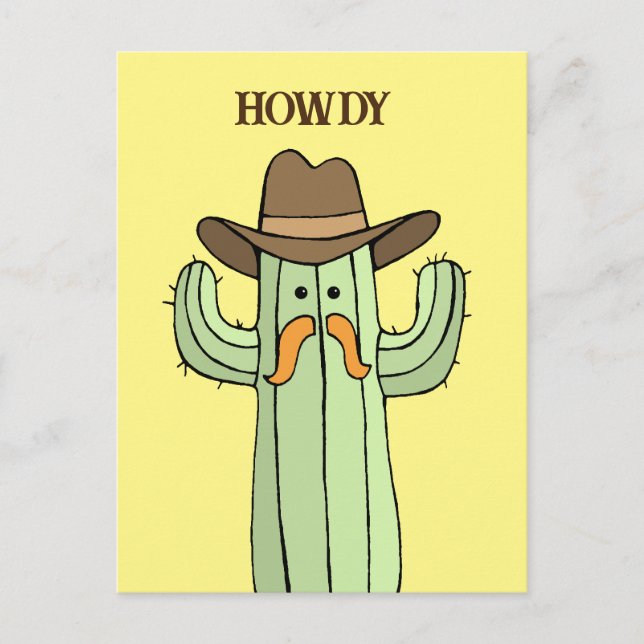 Cartão Postal Cowboy Cactus Howdy (Frente)