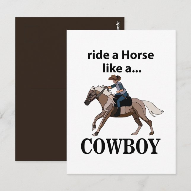 Cartão Postal Cowboy Caminha Um Cavalo Como Um Cowboy (Frente/Verso)