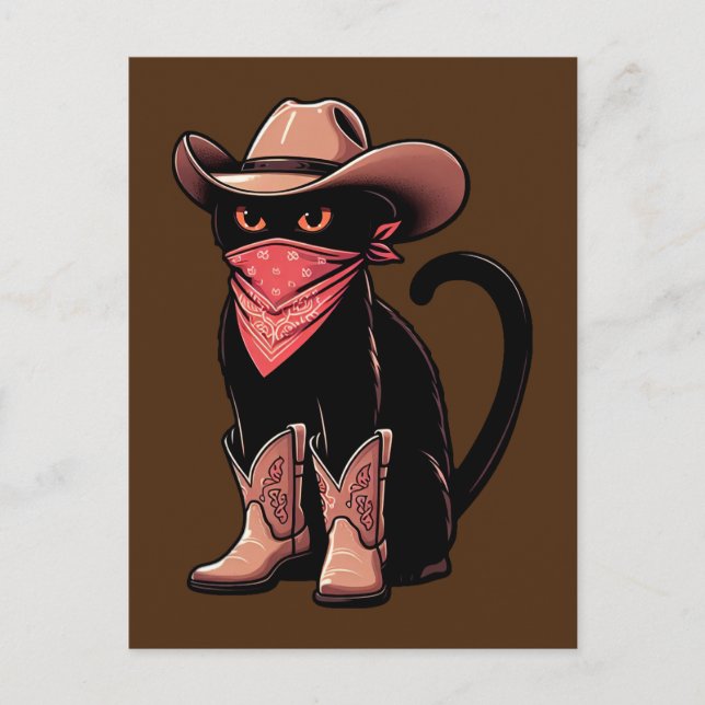 Cartão Postal Cowboy Cat (Frente)