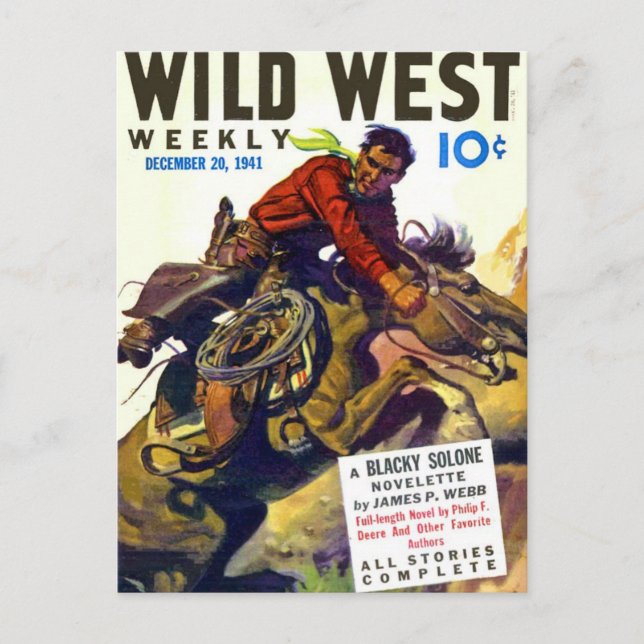 Cartão Postal Cowboy Com Cavalo Selvagem (Frente)