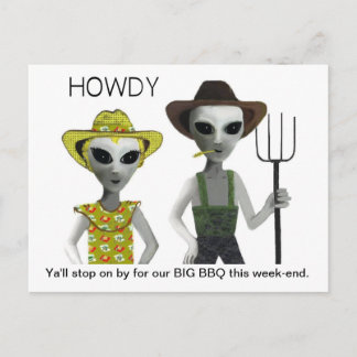 Cartão Postal Cowboy, Cowgirl Aliens - HOWDY!