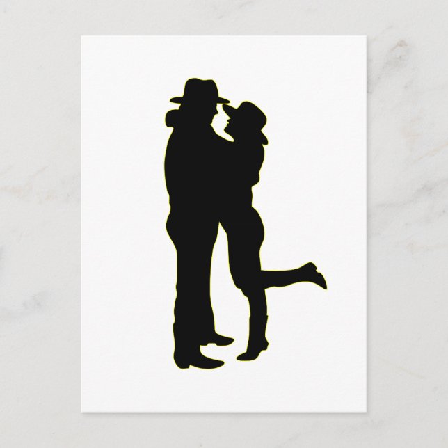 Cartão Postal Cowboy e Cowgirl na Silhouette do Amor (Frente)