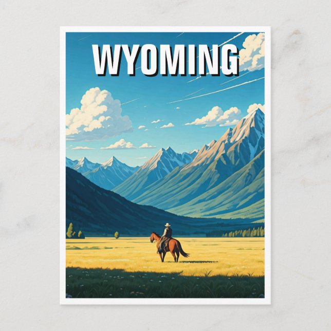 Cartão Postal Cowboy em Wyoming Viagem (Frente)