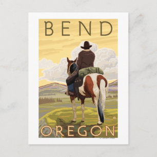Cartão Postal Cowboy & Horse - Bend, Oregon