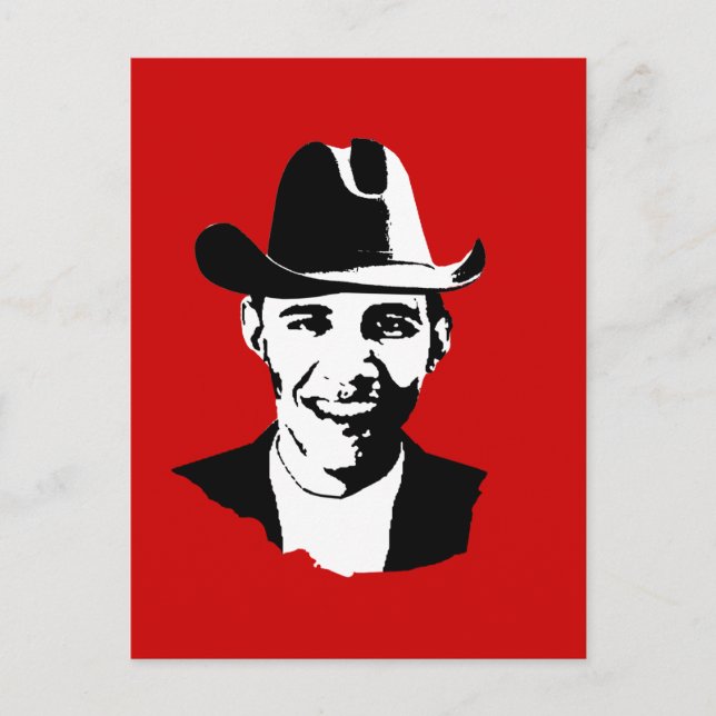 Cartão Postal Cowboy Obama (Frente)