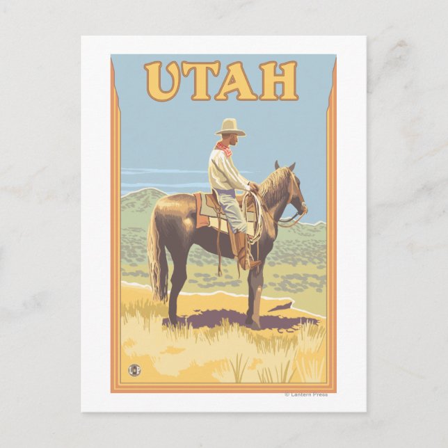 Cartão Postal Cowboy (Vista lateral)Utah (Frente)