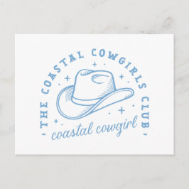 Cartão Postal Cowgirl costeira que faz estética azul da costa oe