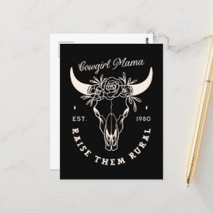 Cartão Postal Cowgirl country mãe estética ocidental cita preto