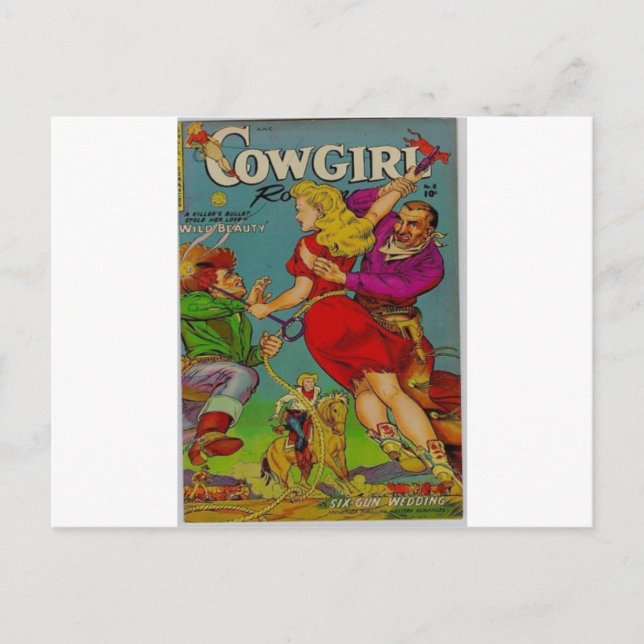 Cartão Postal Cowgirl em um vestido vermelho (Frente)