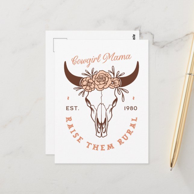 Cartão Postal Cowgirl mama country mãe dia de as mães (Frente/Verso In Situ)