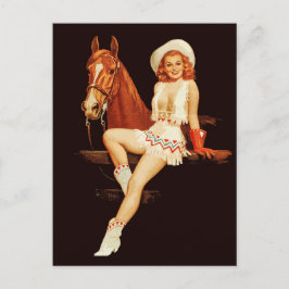 Cartão Postal Cowgirl Pin-Up